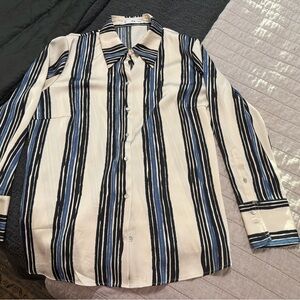 Mango Black and Blue Striped Blouse 12